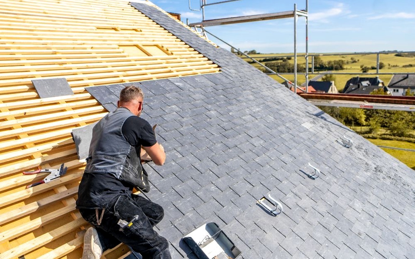 Roofing work in progress